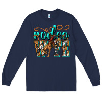 Navy rodeo wife western Long Sleeve Tee - texasbilliewilder