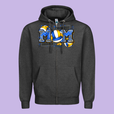 Mom Volleyball Zipper Hoodie Designed By Zillion Design Studio