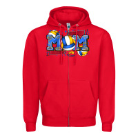Red mom volleyball Zipper Hoodie - Zillion Design Studio