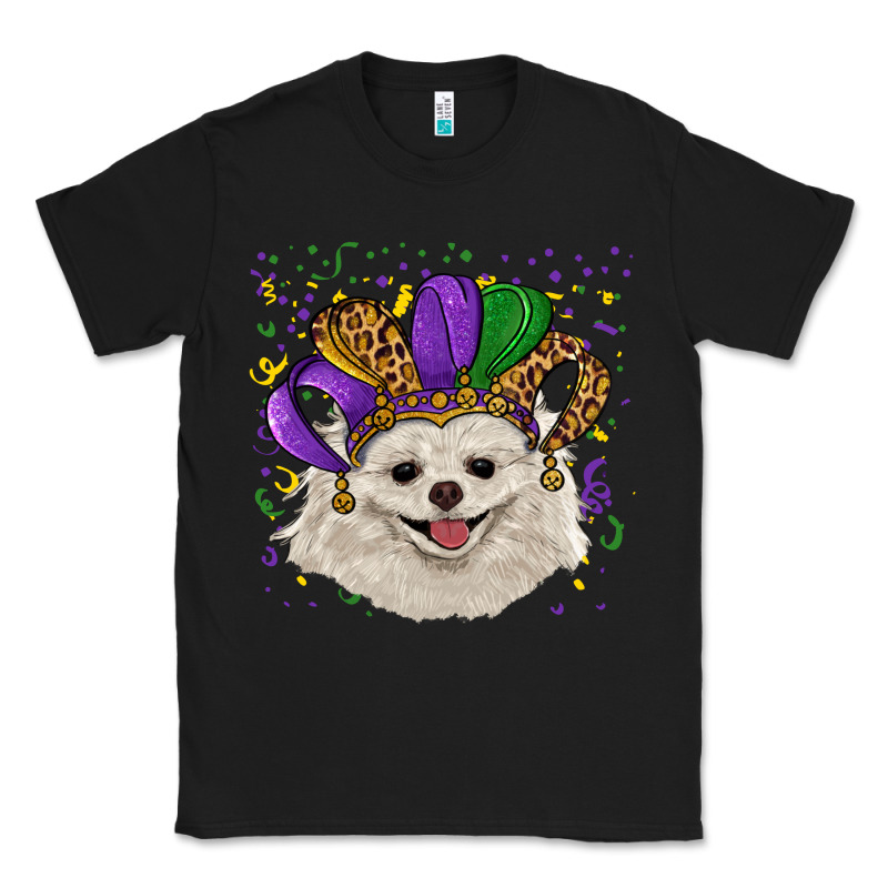 Mardi Gras Hat White Pomeranian Classic Tee by RanaPortraitStore | Teevron