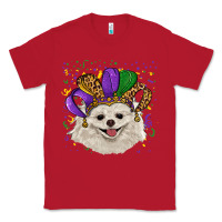 Red mardi gras hat white pomeranian Classic Tee - RanaPortraitStore