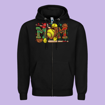 Mom Softball Zipper Hoodie Designed By Zillion Design Studio