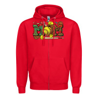 Red mom softball Zipper Hoodie - Zillion Design Studio