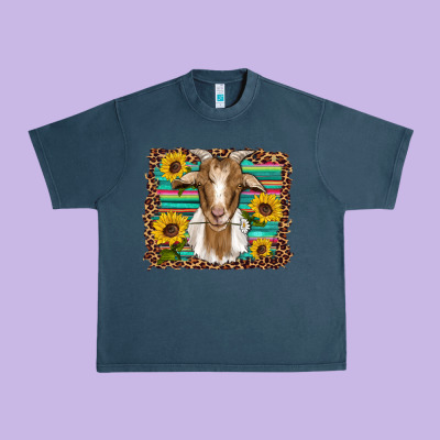 Goat Daisy Sunflowers Leopard Serape Glitter Urban Heavy Tee Designed By Artiststas