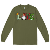 Army Green Christmas Love Gnome Long Sleeve Tee - RanaPortraitStore