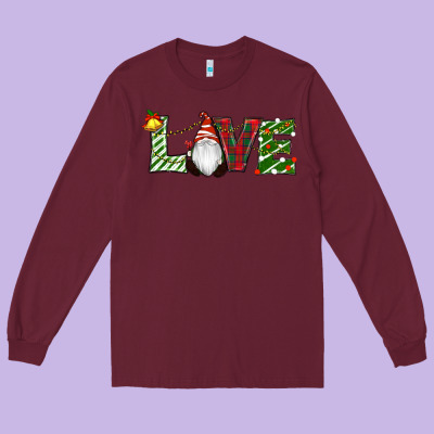 Long Sleeve Tee Christmas Love Gnome