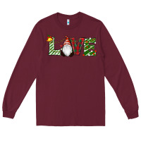Burgundy Christmas Love Gnome Long Sleeve Tee - RanaPortraitStore