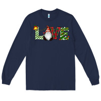 Navy Christmas Love Gnome Long Sleeve Tee - RanaPortraitStore