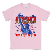 Bubblegum Pink America home of the free Classic Tee - texasbilliewilder