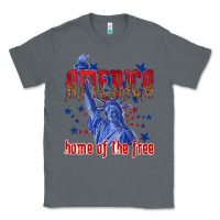 Charcoal Heather America home of the free Classic Tee - texasbilliewilder