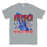 Heather Grey America home of the free Classic Tee - texasbilliewilder