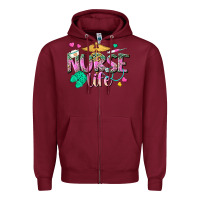 Burgundy nurse life Zipper Hoodie - texasbilliewilder