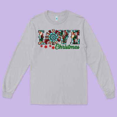 Long Sleeve Tee Christmas Love Windmill