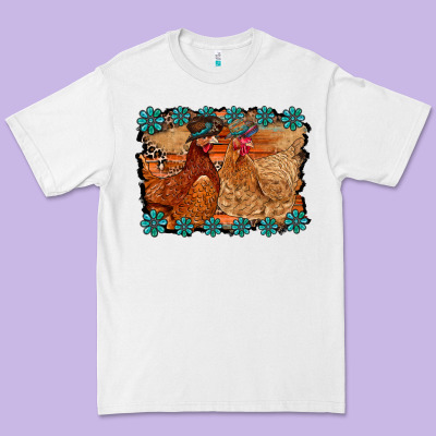 Chicken Western Premium Tee Designed By Racoondesign