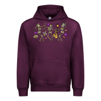 Mauve Wine dancing skeletons mardi gras Urban Hoodie - MaliasSmallBusiness