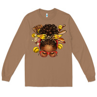 Toasted Coconut softball afro messy bun Long Sleeve Tee - texasbilliewilder