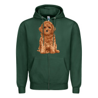 Sports Green toy poodle Zipper Hoodie - RanaPortraitStore