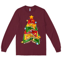 Burgundy christmas book tree Long Sleeve Tee - Zillion Design Studio