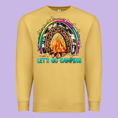 Let's Go Camping Rainbow Premium Sweatshirt Designed By Jahusdesignshop