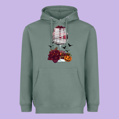 Halloween Roses Wine Heavyweight Hoodie Designed By Fadigitalartstudio
