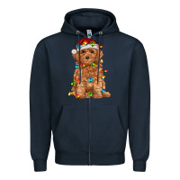 Navy toy poodle with christmas lights Zipper Hoodie - RanaPortraitStore