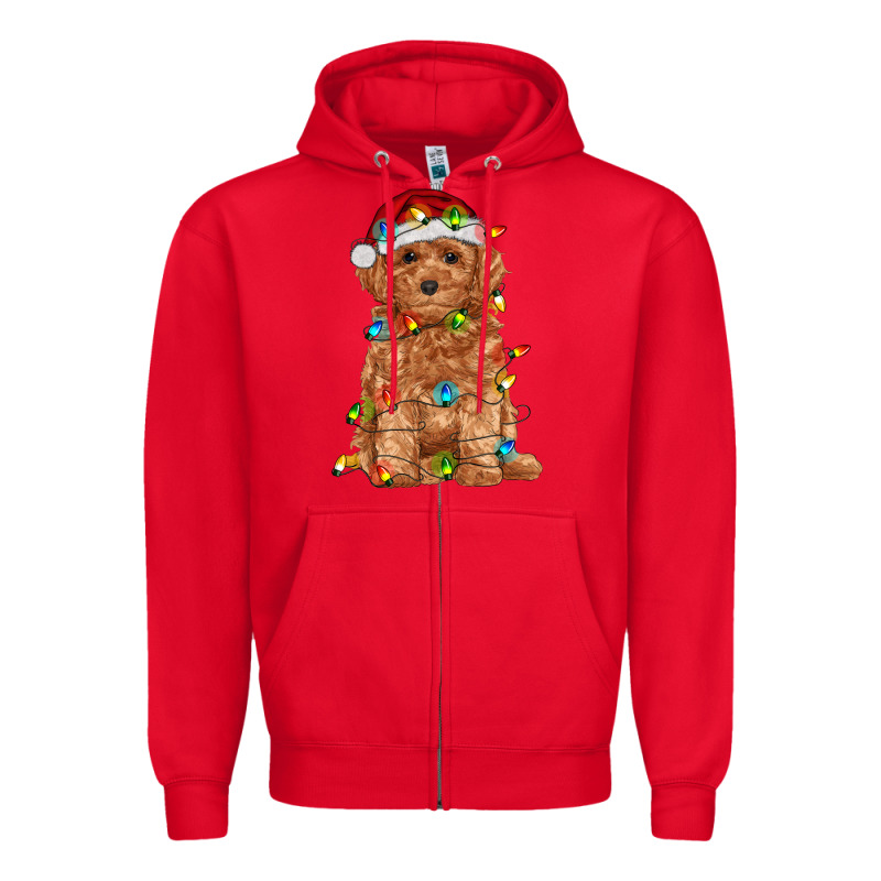 Toy Poodle With Christmas Lights Zipper Hoodie by RanaPortraitStore | Teevron