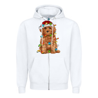 White toy poodle with christmas lights Zipper Hoodie - RanaPortraitStore