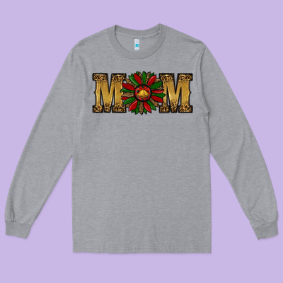 Long Sleeve Tee Christmas Sunflower Mom