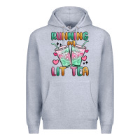 Heather Grey running on lit tea Premium Hoodie - MaliasSmallBusiness