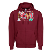 Burgundy nurse love Zipper Hoodie - texasbilliewilder