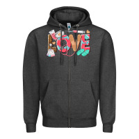 Charcoal Heather nurse love Zipper Hoodie - texasbilliewilder