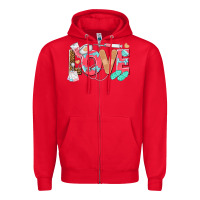 Red nurse love Zipper Hoodie - texasbilliewilder