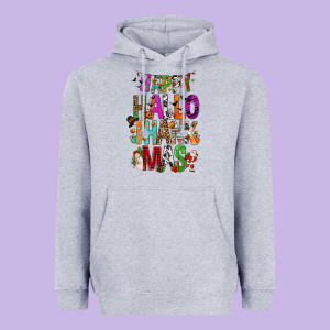 Happy Hallothankmas Heavyweight Hoodie Designed By Fadigitalartstudio