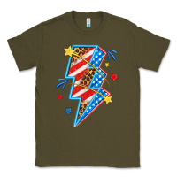 Army Green America lightning bolt Classic Tee - texasbilliewilder