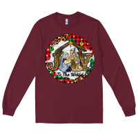 Burgundy Christmas Joy To The World Long Sleeve Tee - RanaPortraitStore