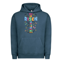 Pigment Midnight Navy he is risen cross Urban Hoodie - MaliasSmallBusiness