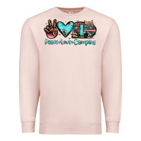 Pale Pink peace love camping Premium Sweatshirt - JahusDesignShop