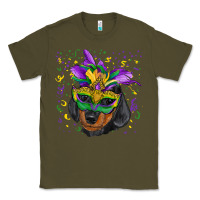 Army Green mardi gras mask dachshund puppy Classic Tee - RanaPortraitStore