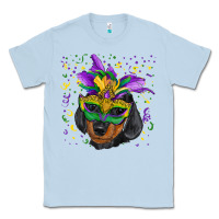 Dusty Blue mardi gras mask dachshund puppy Classic Tee - RanaPortraitStore