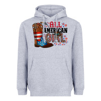 Heather Grey all american girl Heavyweight Hoodie - RacoonDesign
