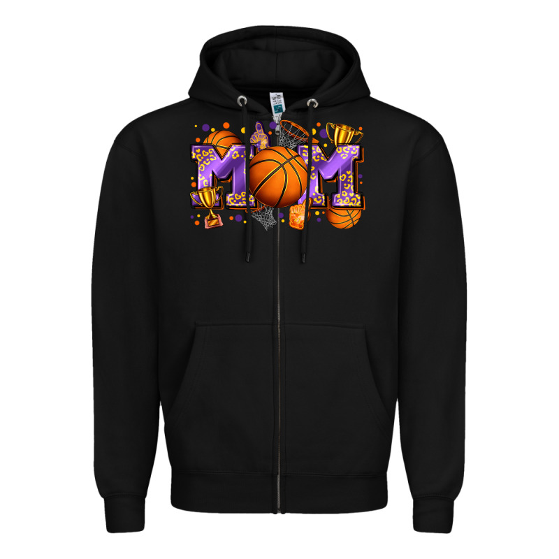 Mom Basketball Zipper Hoodie by Zillion Design Studio | Teevron