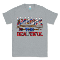 Heather Grey America the beautiful Classic Tee - texasbilliewilder