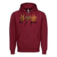 Burgundy peace love toy poodle Zipper Hoodie - RanaPortraitStore