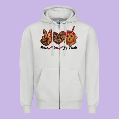 Peace Love Toy Poodle Zipper Hoodie Designed By Ranaportraitstore