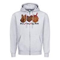 Heather Grey peace love toy poodle Zipper Hoodie - RanaPortraitStore