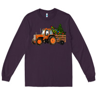 Plum Christmas Orange Farm Tractor Long Sleeve Tee - RanaPortraitStore