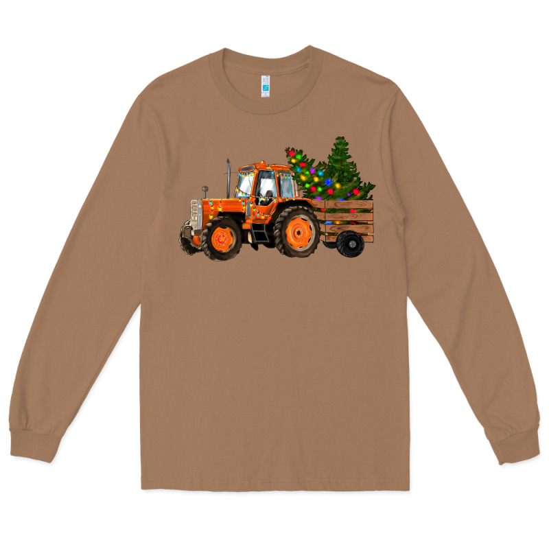 Christmas Orange Farm Tractor Long Sleeve Tee by RanaPortraitStore | Teevron