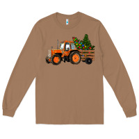 Toasted Coconut Christmas Orange Farm Tractor Long Sleeve Tee - RanaPortraitStore