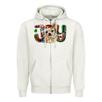Oatmeal Heather christmas chihuahua joy Zipper Hoodie - RanaPortraitStore
