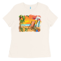 Bone sunset beach background Ladies Tee - BarkalooDesign